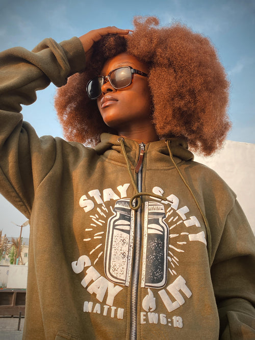 Stay Salty Stay Lit - Raised Neck Zip-Up Kingdom Hoodie image 0